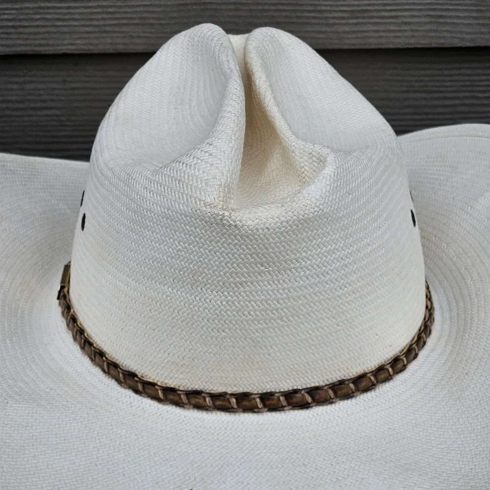 Vtg Stetson 8X Shantung Panama Cowboy Western Rodeo Straw Hat USA Size 6 3/4